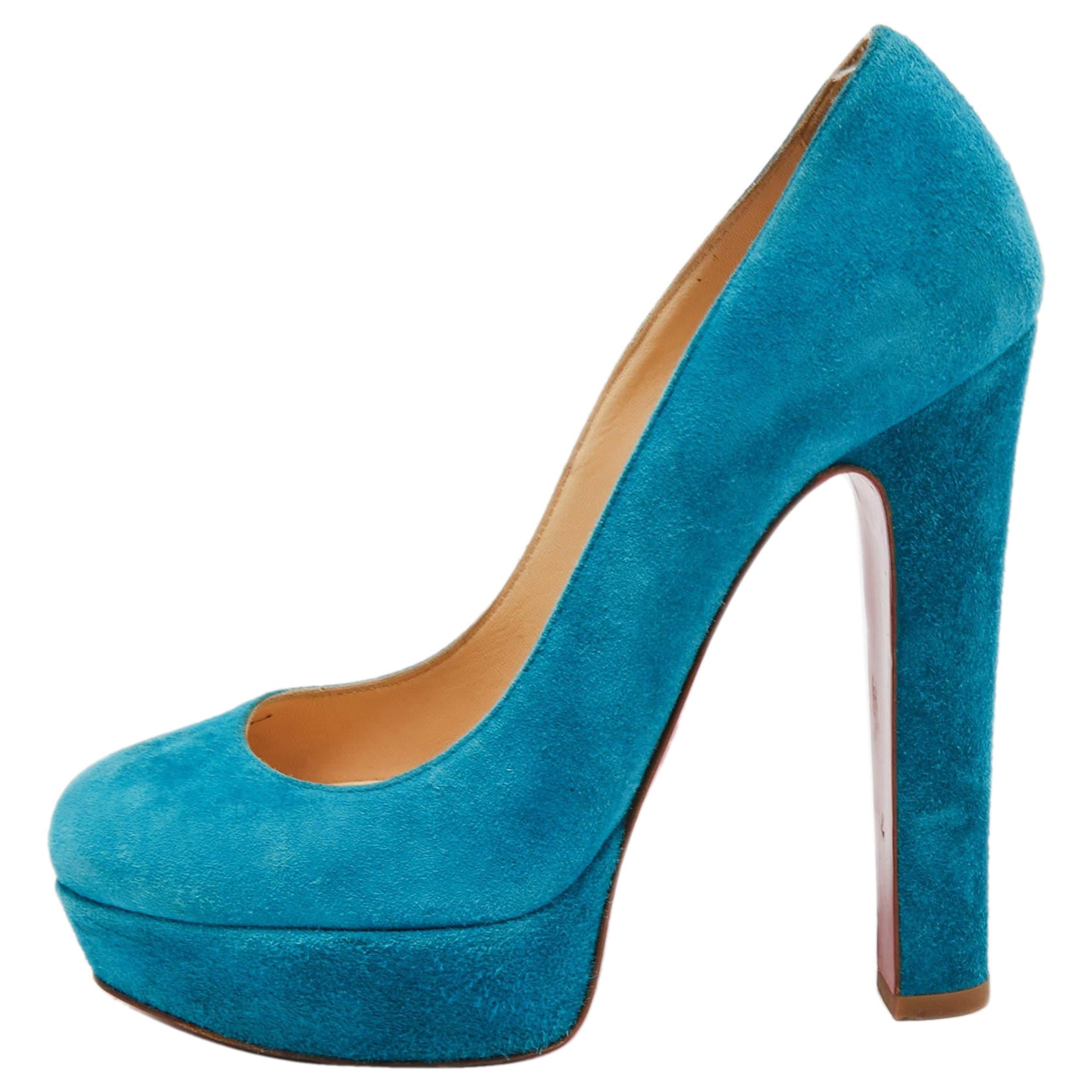 Christian Louboutin escarpins Bibi à plateforme en daim bleu, taille 36