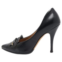 Salvatore Ferragamo Black Leather Pointed Toe Loafer Pumps Size 40