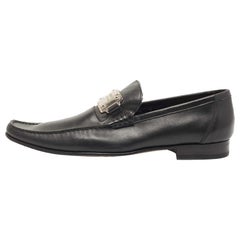 Dolce & Gabbana Black Leather Slip On Loafers Size 45