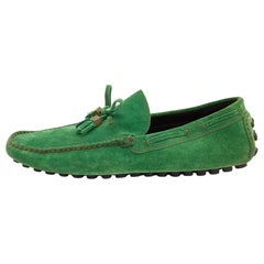 Louis Vuitton Green Suede Imola Tassel Slip On Loafers Size 41.5