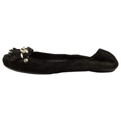 Louis Vuitton Black Glitter Suede Chain Fringe Details Loafers Size 40
