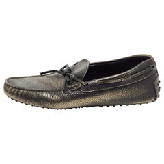 Tod's Metallic Leder Schleife Slip On Loafers Größe 42,5