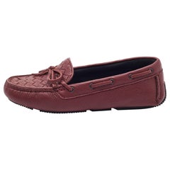 Bottega Veneta Burgundy Leather Wave Driver Loafers Size 35