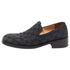 Gucci Black GG Canvas Slip On Loafers Size 37