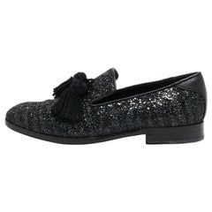 Jimmy Choo - Slippers de smoking Foxley noirs pailletés et bruts, taille 39