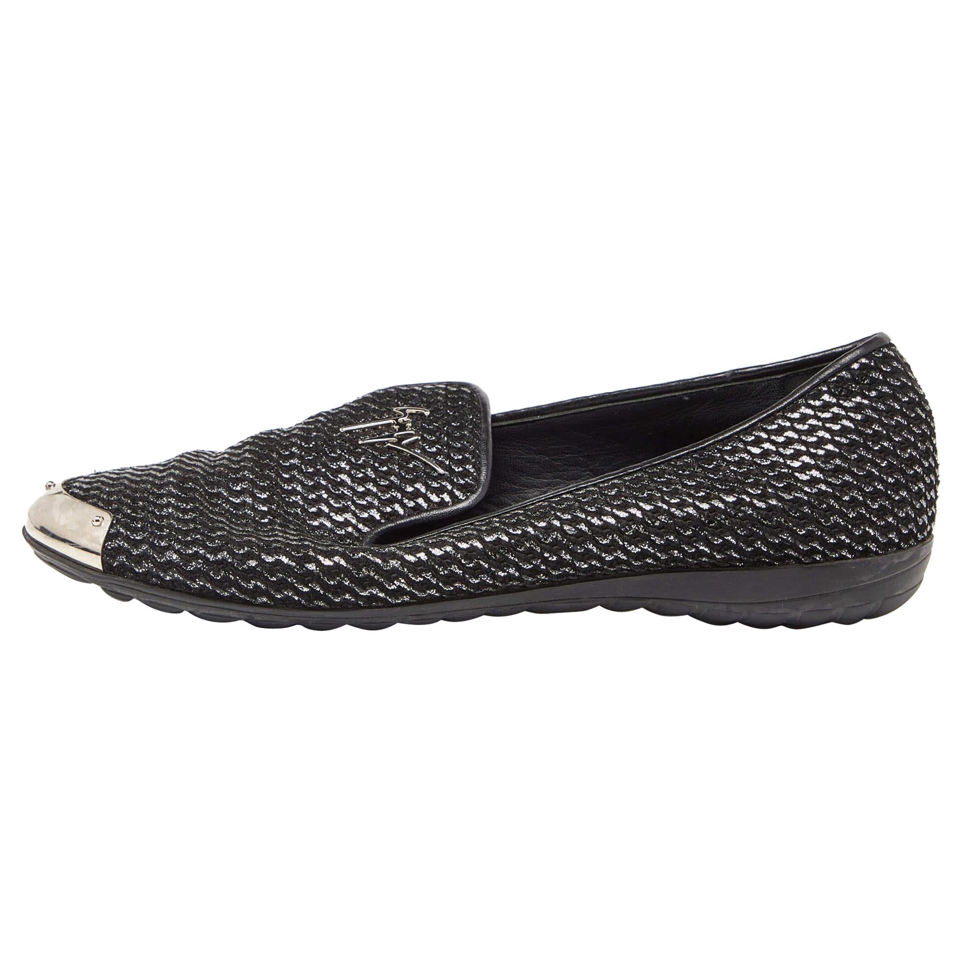 Giuseppe Zanotti Slip On Smoking Slip On Black Glitter Leather Taille 37,5