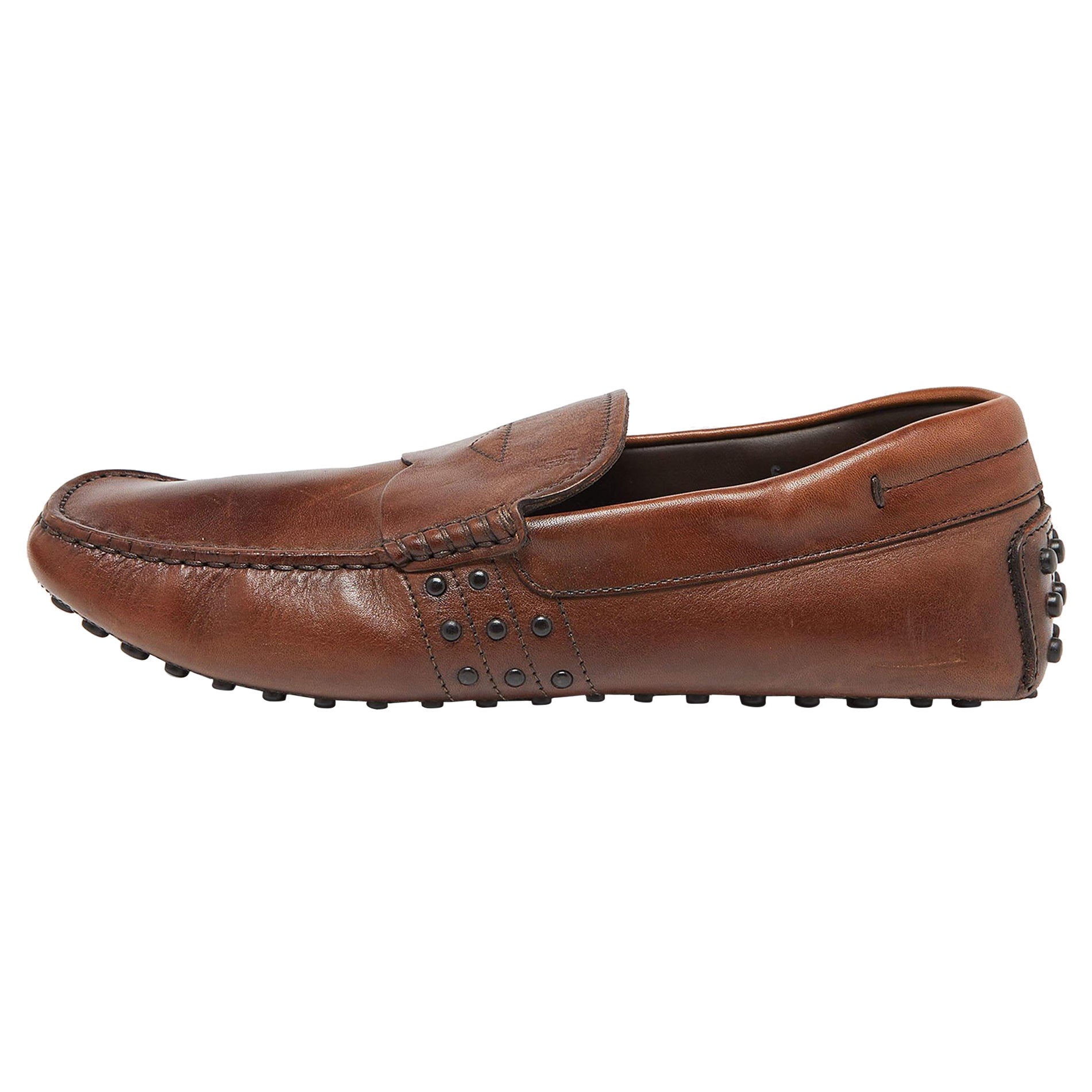Tod's Brown Leather Penny Loafers Size 39.5 For Sale