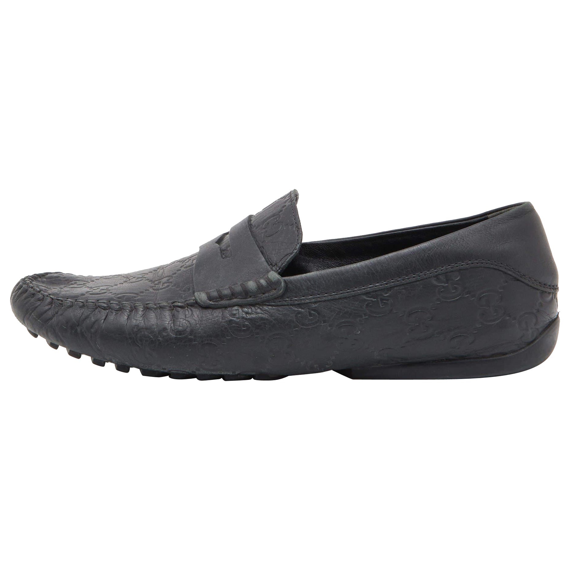 Gucci Guccissima Leather Penny Slip On Loafers Size 40.5 For Sale