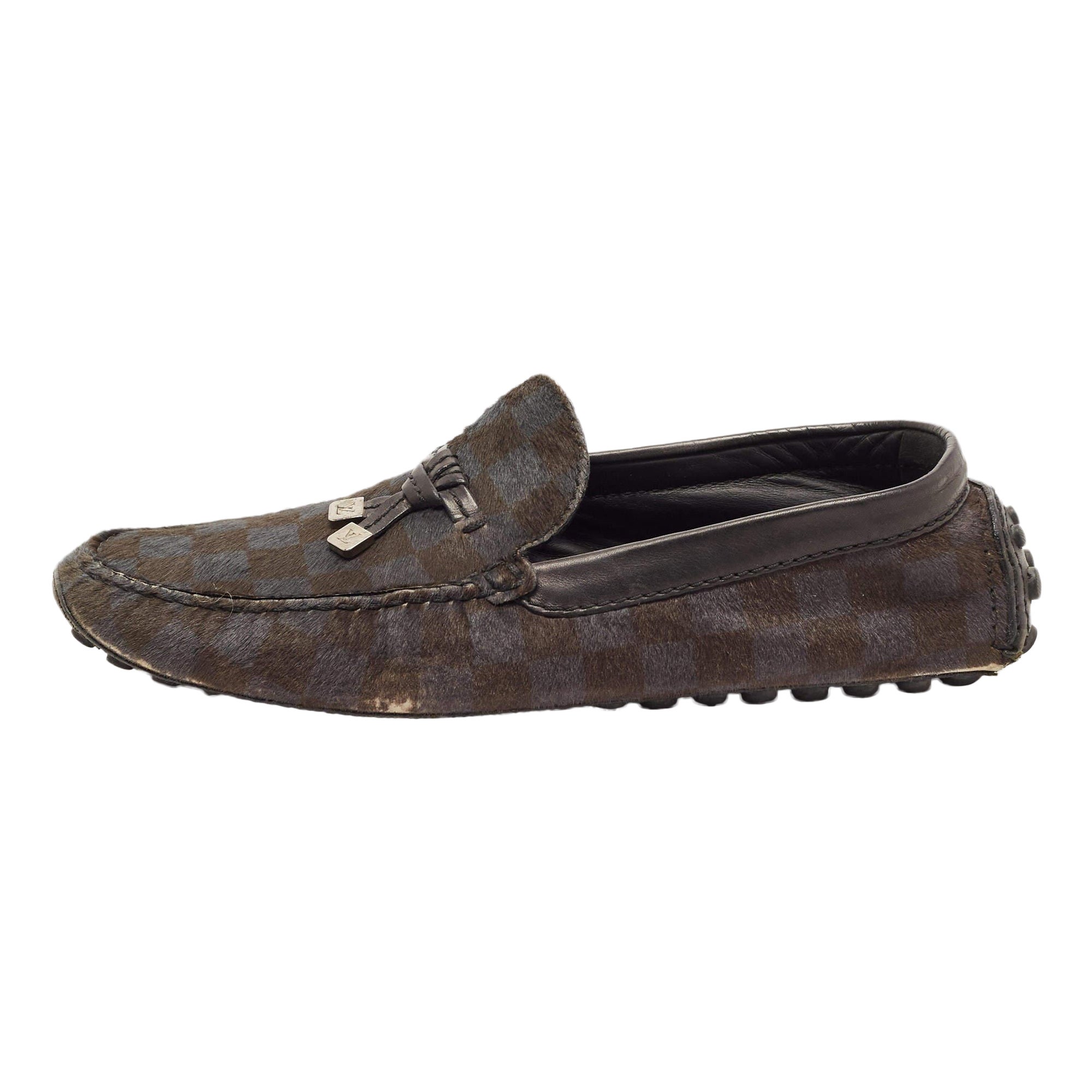 Louis Vuitton Two Tone Calf Hair Slip On Loafers Size 42 For Sale
