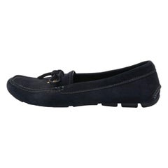 Prada Dunkelblauer Wildleder Schleife Slip On Loafers Größe 35.5