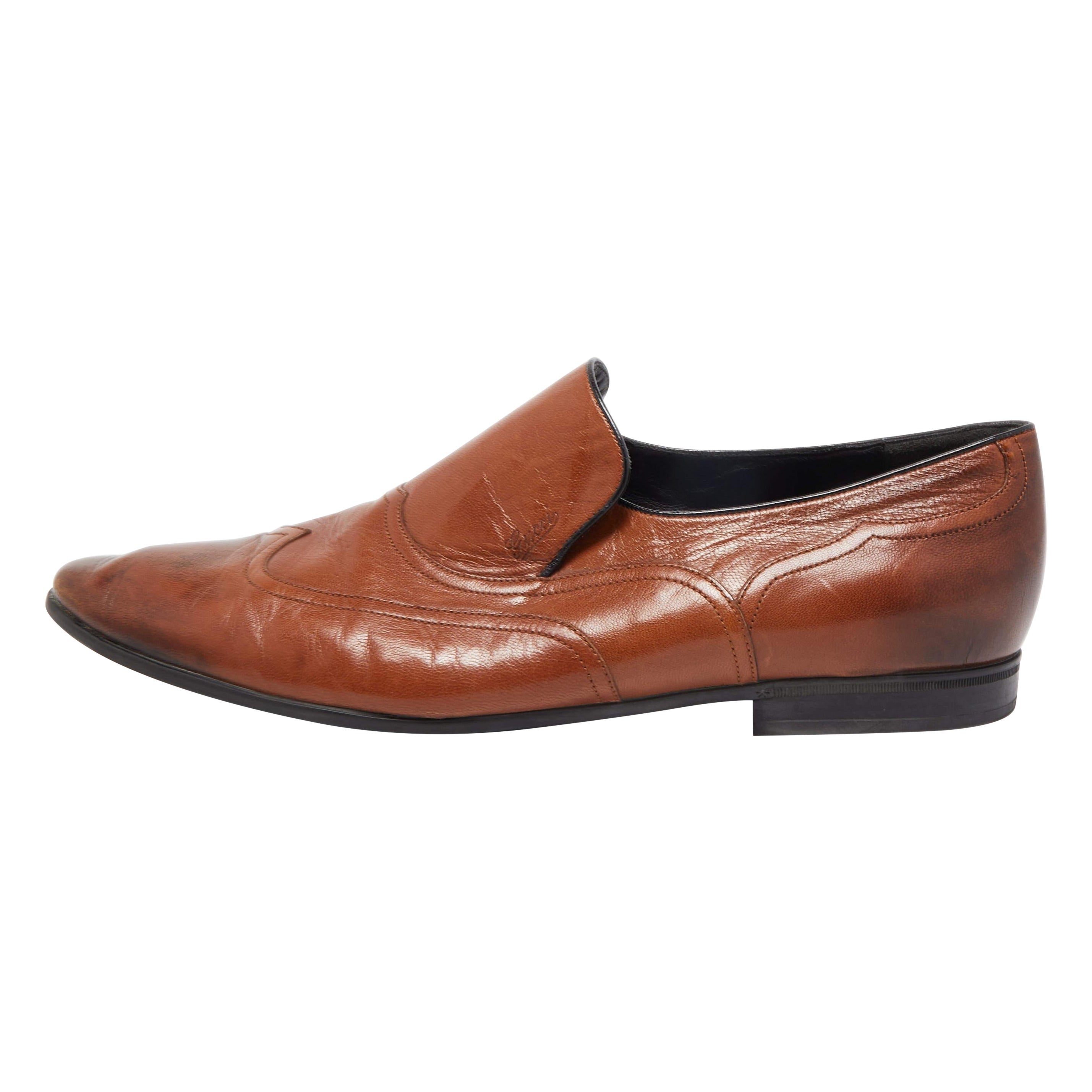 Mocasines Slip On Piel Marrón Gucci Talla 45.5