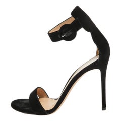 Gianvito Rossi Black Velvet Portofino Sandals Size 40