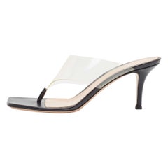 Gianvito Rossi Sandales Thong Slide en cuir et PVC noir Taille 38.5