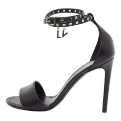 Louis Vuitton Black Leather Ankle Strap Sandals Size 37.5