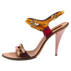 Louis Vuitton Multicolor Calf Hair Buckle Detail Strappy Sandals Size 40