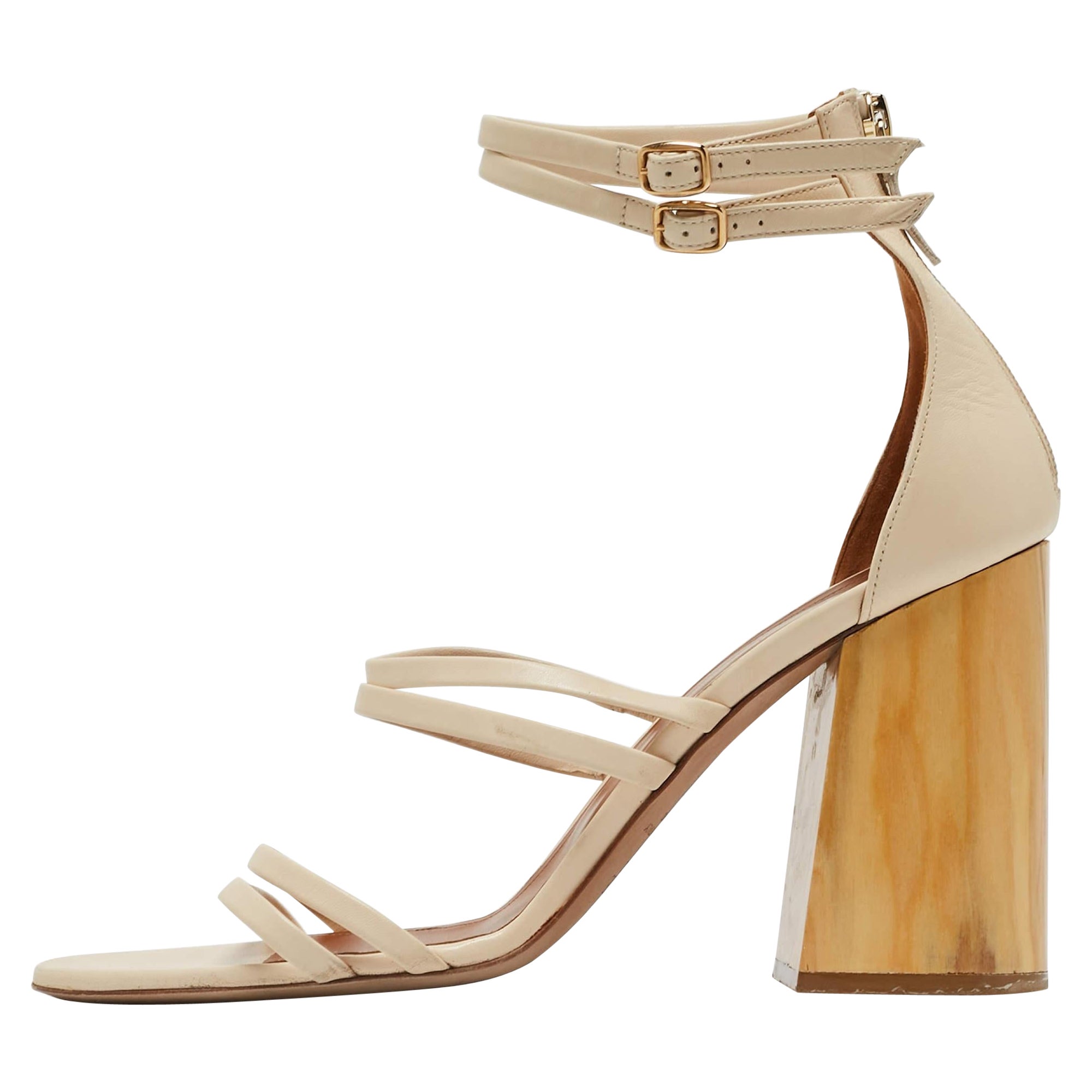 Malone Souliers - Sandales à lanières à la cheville en cuir crème, taille 41