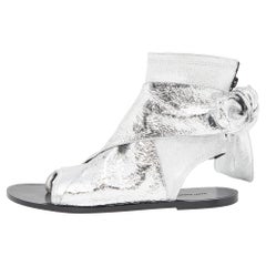 Isabel Marant  Silver Leather Mosley Gladiator Flat Sandals Size 39 