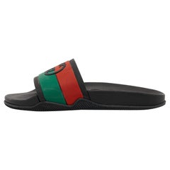Gucci Tricolor Rubber Web Interlocking G Slides Size 44