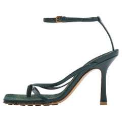 Bottega Veneta Green Leather Stretch Ankle Strap Sandals Size 36