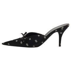 Balenciaga Black BB Satin Bow Knife Mules Size 37