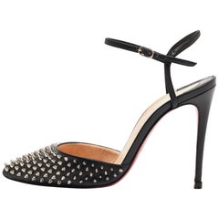 Christian Louboutin Black Leather Spike Baila Sandals Size 35