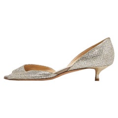 Jimmy Choo Glitter Champagne D'orsay Peep Toe Pumps Size 39.5