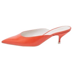 Bottega Veneta Orange Leather Mules Size 37