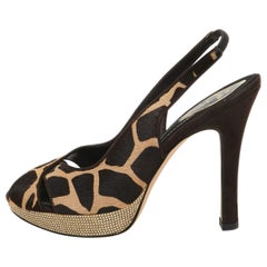 René Caovilla Sandali Slingback impreziositi in pelo di vitello marrone taglia 40
