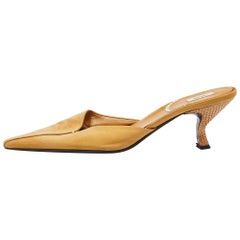 Prada Yellow Satin Pointed Toe Mules Size 38.5