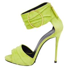  Giuseppe Zanotti Green Suede Open Toe Ankle Cuff Sandals  Size 37.5