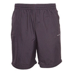 Balenciaga Navy Blue/Red Checked Nylon Drawstring Shorts M
