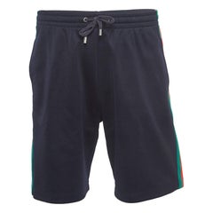 Gucci Navy Blue Side Stripe Technical Jersey Shorts S