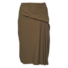 Versace Moss Green Crepe Draped Knee-Length Skirt S