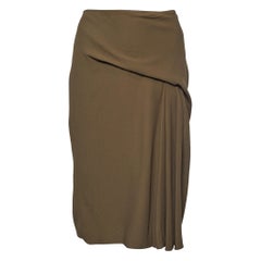 Versace Moss Green Crepe Draped Knee-Length Skirt M