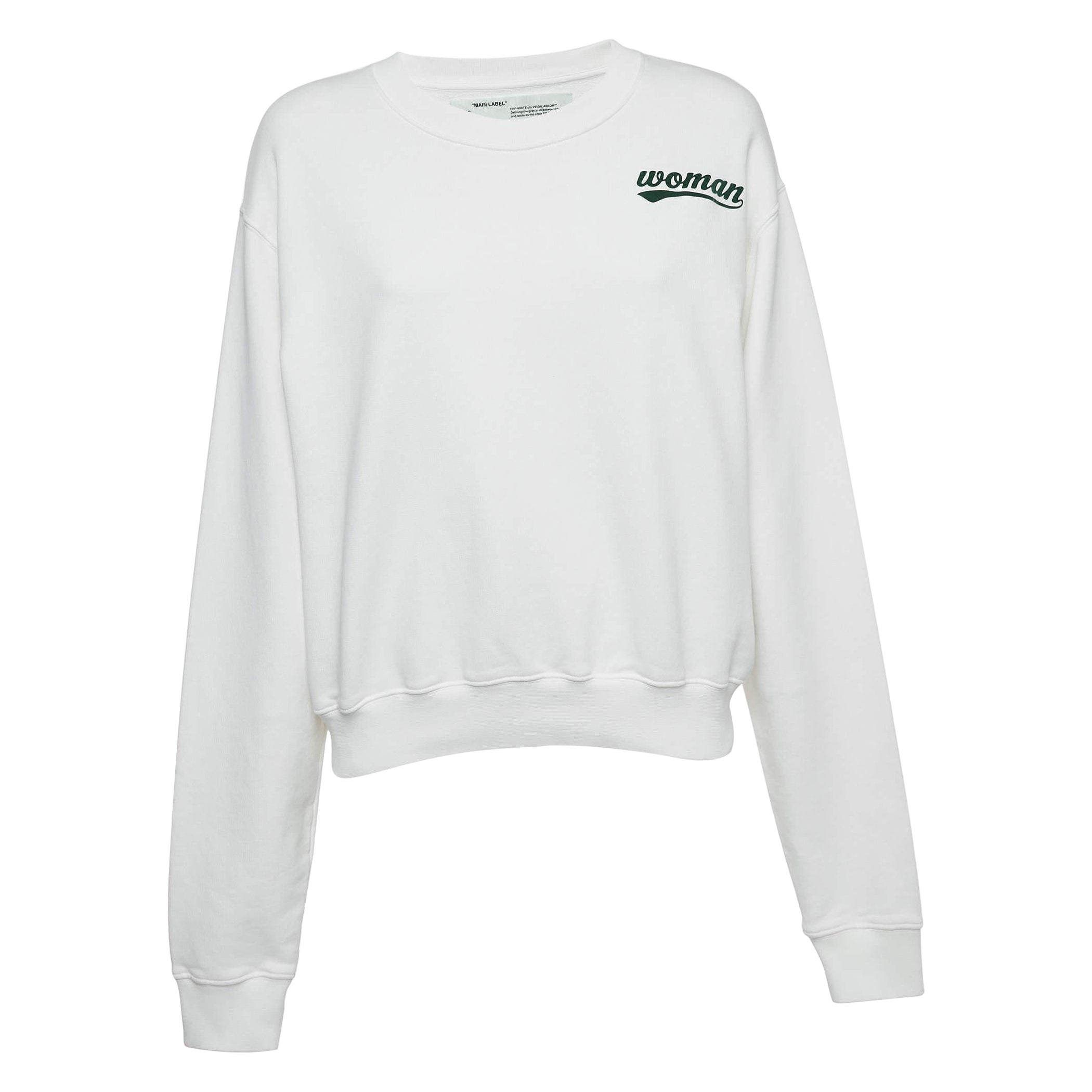 Felpa in cotone con patch Donna Bianca di Off-White M. in vendita