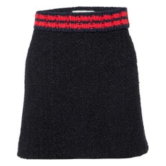 Gucci Black Tweed Contrast Trim Detailed Mini Skirt S