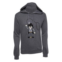 Dolce & Gabbana Grey Cowboy Patch Cotton Hoodie XS