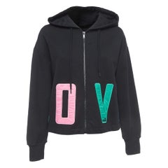 Love Moschino Black Cotton Love Patch Oversize Hooded Sweatshirt S