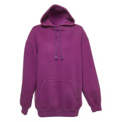 Balenciaga Purple Logo Print Cotton Blend Hooded Sweatshirt S