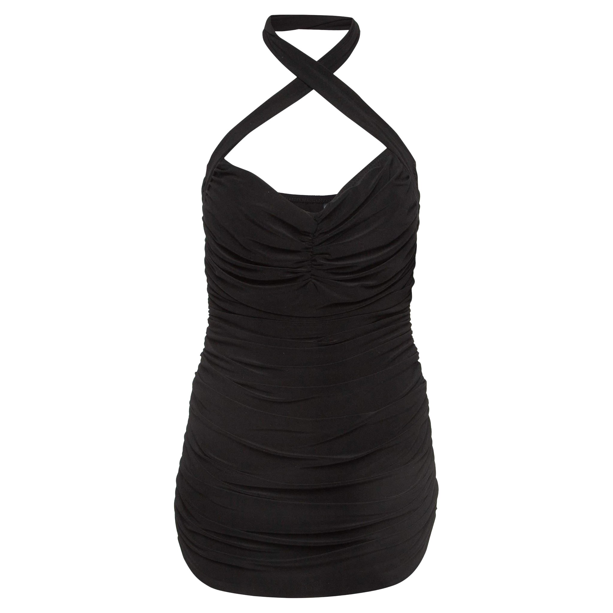 Norma Kamali Black Gathered Jersey Slinky Marissa Strapless Swimsuit XL