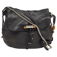 Gucci Black Leather Large Jungle Shoulder Bag