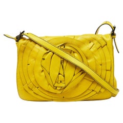 Valentino Yellow Leather Petale Rose Shoulder Bag