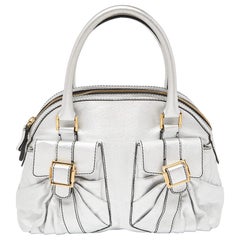 Valentino Silver Leather Front Pocket Satchel