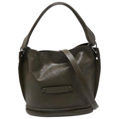 Longchamp Olive Green Leather 3D Bucket Bag