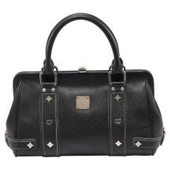 Used MCM Black Leather Studded Frame Bag