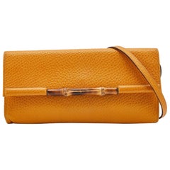 Gucci Mustard Leather Bamboo Bar Crossbody Bag