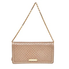 Burberry Gold Woven Leather Flap Chain Shoulder Bag