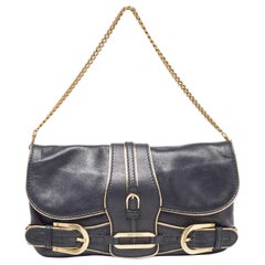 Jimmy Choo Black Leather Troy Chain Shoulder Bag