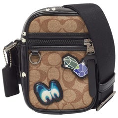 Coach X Disney Black/Beige Signature Coated Canvas and Leather Crossbody Bag