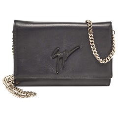 Giuseppe Zanotti Black Leather Logo Crossbody Bag